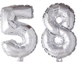 Folieballon 58 jaar zilver 86cm