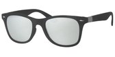 Zwarte wayfarer  zonnebril | Dames/unisex | zilverkleurige lens