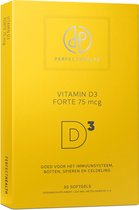 Perfect Health - Vitamine D3 Forte 75 mcg - Voedingssupplement - Goed voor het immuunsysteem, botten, tanden, spieren en celdeling - Vitamine d voor volwassenen- 30 softgels - Hoog