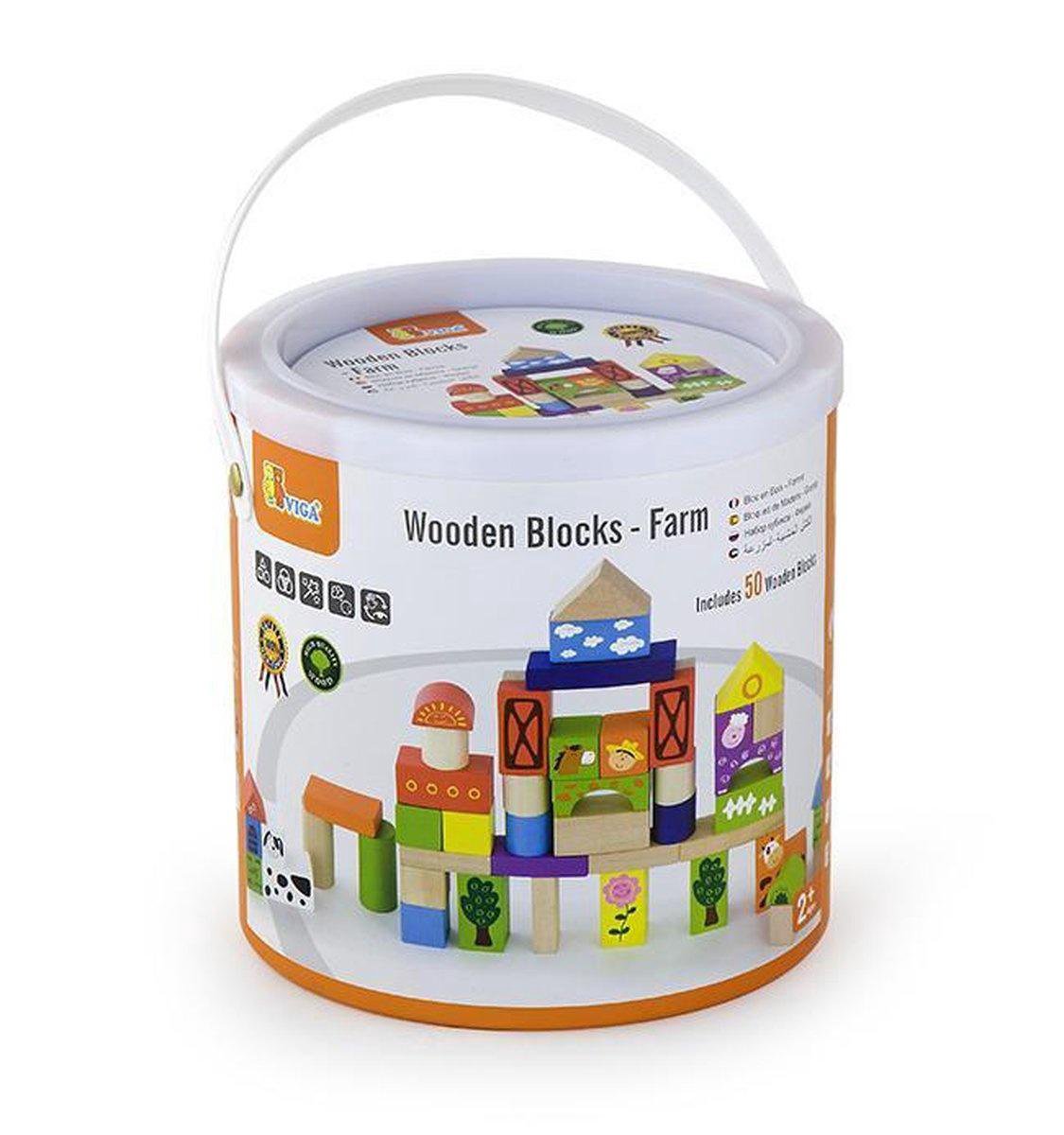 Viga Toys - Blokkenton Boerderij 50st.