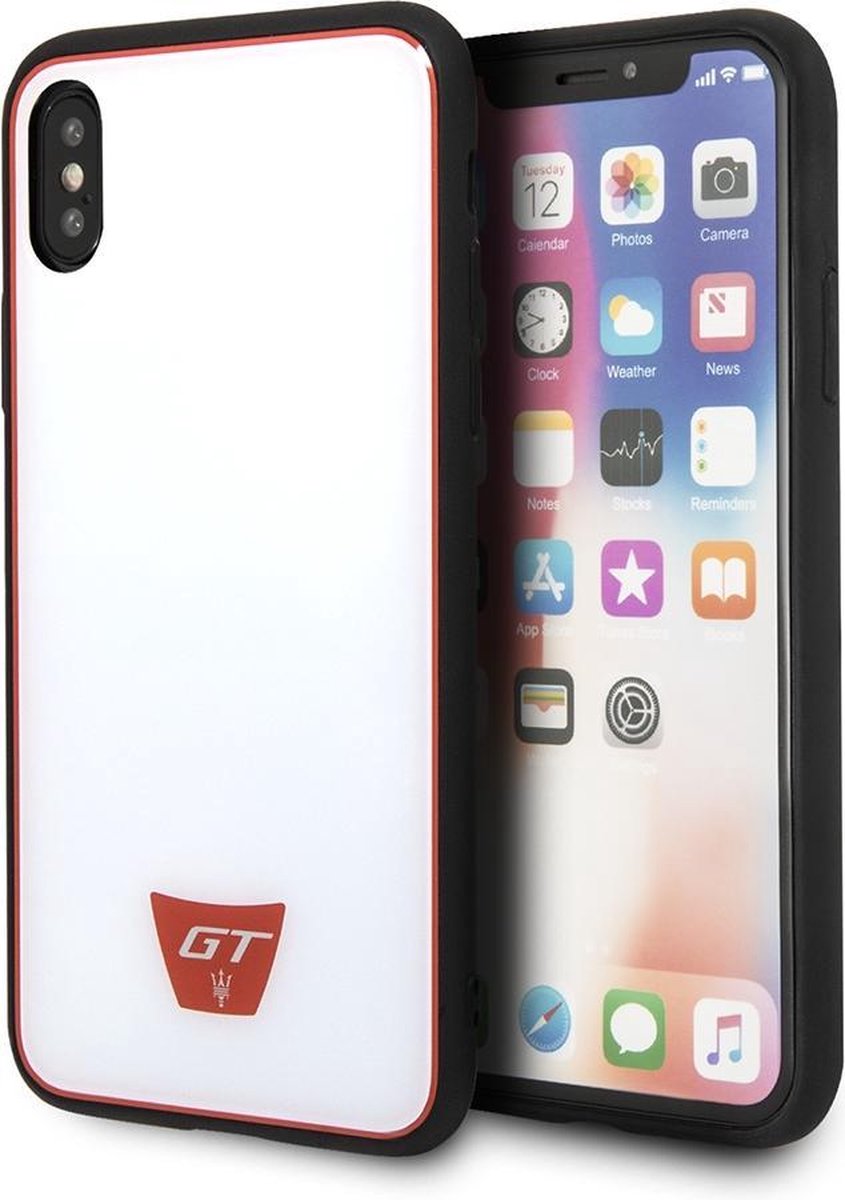 Wit hoesje van Maserati - Backcover - GranSport GT - iPhone X-Xs - Siliconen rand
