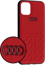 iPhone 11 Pro Max Backcase hoesje - Audi - Effen Rood - Leer