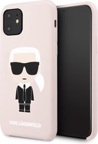 Roze hoesje van Karl Lagerfeld - Backcover - iPhone 11 - KLHCN61SLFKPI - Silicone