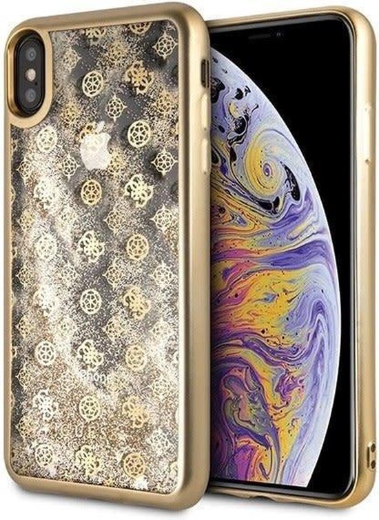 Goud hoesje van Guess - Backcover - Peony - iPhone Max Glitter | bol.com
