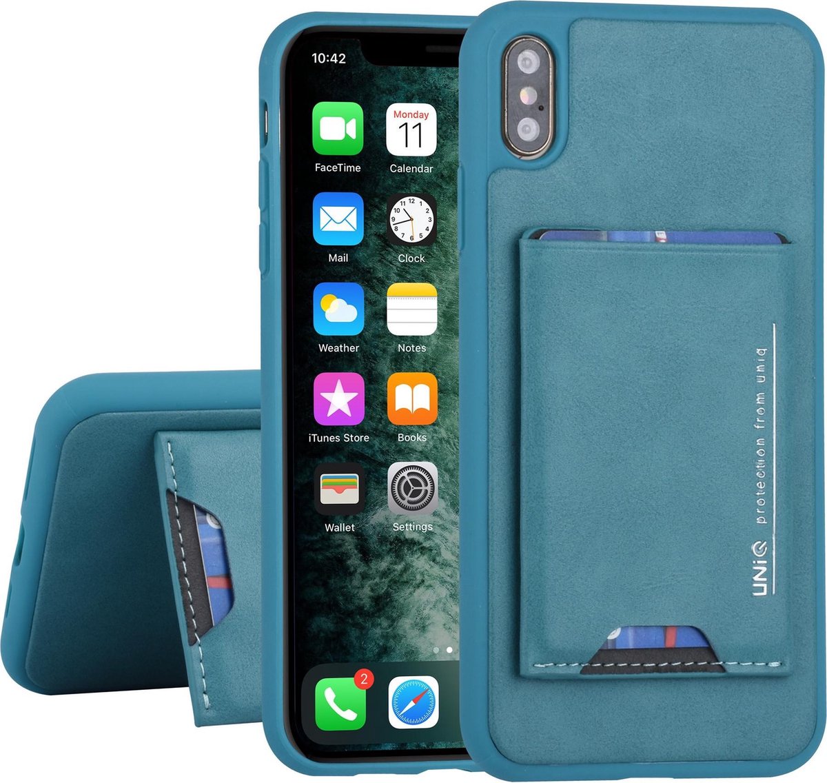 UNIQ Accessory iPhone Xs Max Hard Case Backcover met pasjeshouder - Turqouise