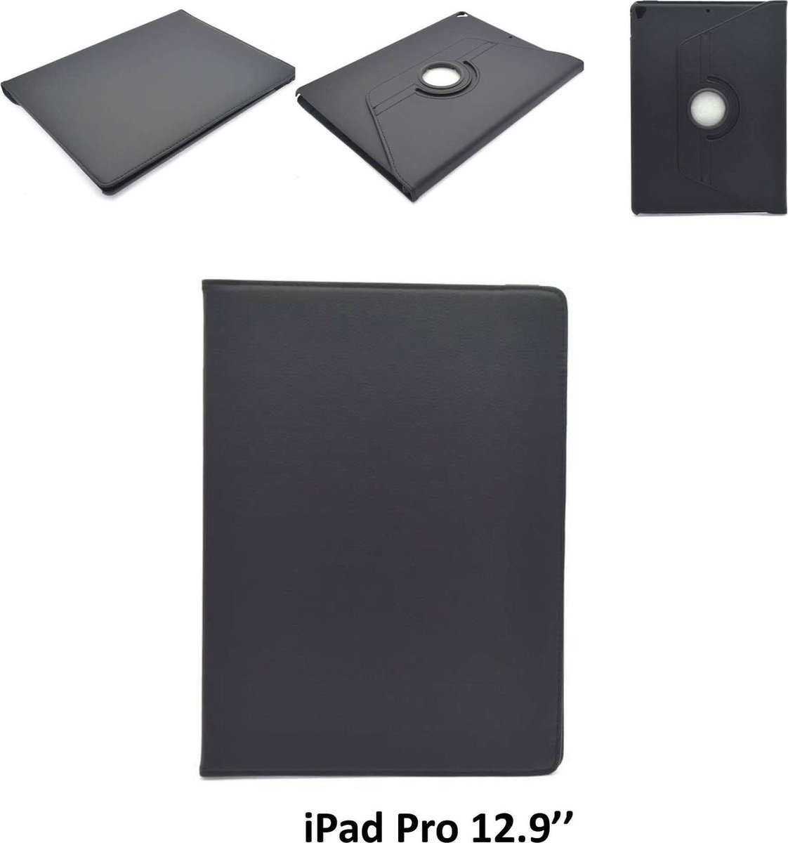 Apple iPad Pro 12.9 2017 Zwart 360 graden draaibare hoes - Book Case Tablethoes