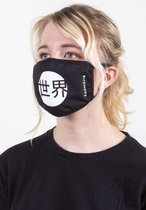 Mondkapje |100% Eco Katoen Mondmasker | Geschikt voor OV | Premium Japans designer merk kaomoji® | Worlds | Vervangbaar Filter | Wash 60°C | Black one-size Facemask