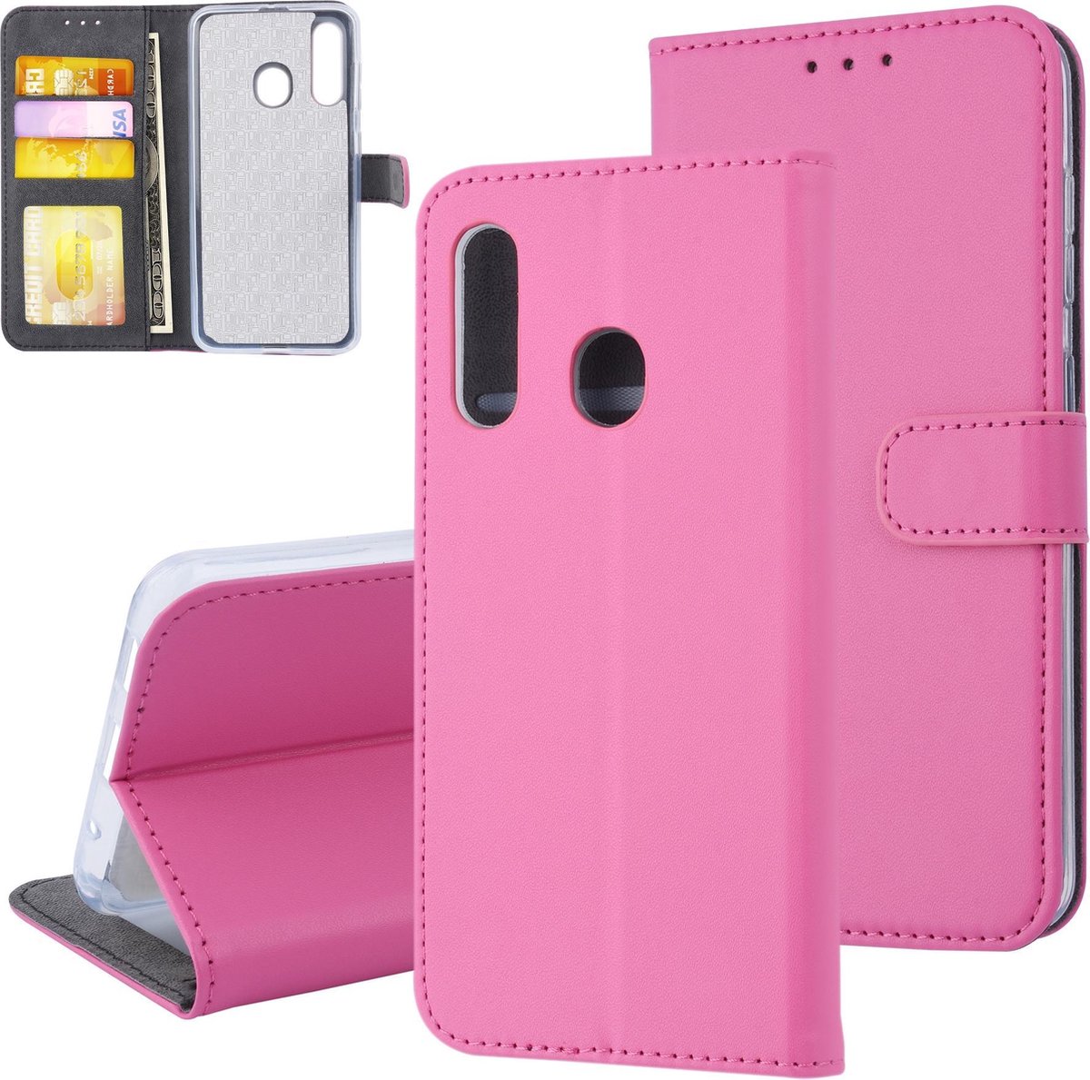 Felroze hoesje Samsung Galaxy M40 - Book Case - Pasjeshouder - Magneetsluiting (M405F)