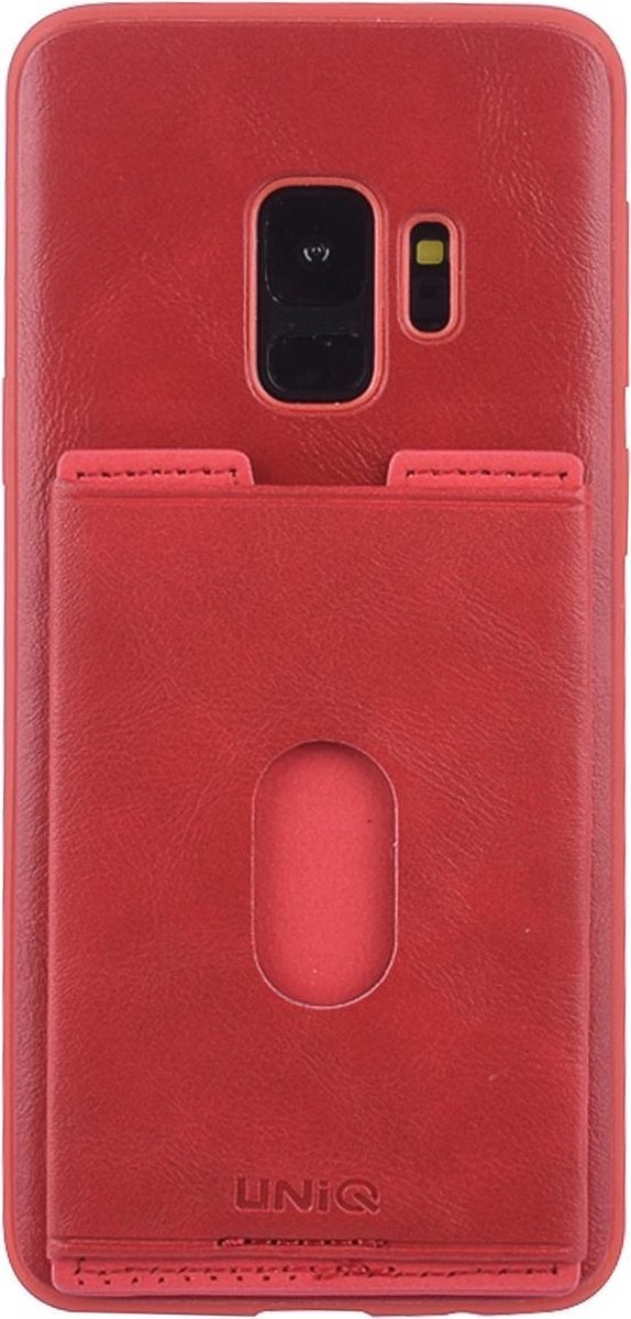 UNIQ Accessory Galaxy S9 Kunstleer Backcover hoesje met portemonnee - Rood (G960)