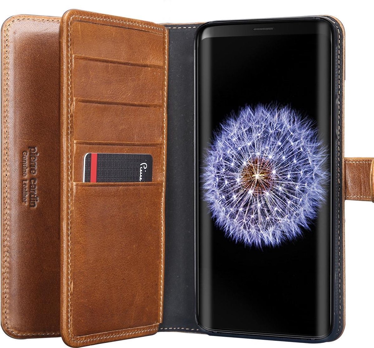 Pierre Cardin Bruin hoesje Galaxy S9 Plus - Book Case - Stijlvol - Leer - Luxe cover