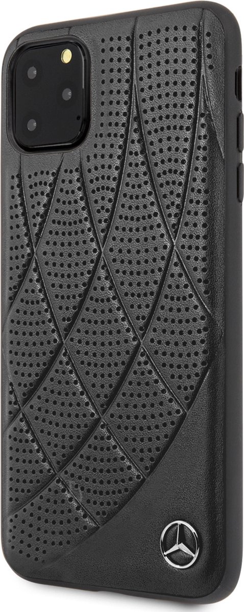 iPhone 11 Pro Max Backcase hoesje - Mercedes-Benz - Effen Zwart - Leer