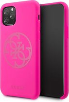 Guess Apple iPhone 11 Pro TPU Kunstleer Back Cover Hoesje - Roze - Bescherming van Telefoon.
