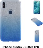 Kleurovergang Blauw Glitter TPU Achterkant voor Apple iPhone Xs Max