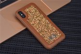 UNIQ Accessory Hard Case glitter leren backcover voor iPhone Xs - Bruin