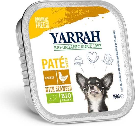 Yarrah dog alu pate kip / zeewier graanvrij hondenvoer 12x150 gr