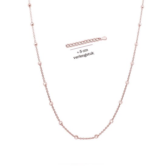 Velini jewels-SPROLOR925-925 Zilver Rose Ketting- 60cm + 5 cm verlengstuk