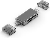NÖRDIC CRD-002, kaartlezer USB-C en Lightning-invoer, voor SD en Micro SD, Space Grey