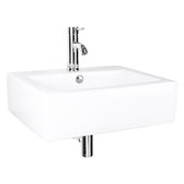 Vasque Differnz Rhea - Set - Lavabo 41 x 52 x 15,5 cm avec robinet et siphon - Céramique - Blanc