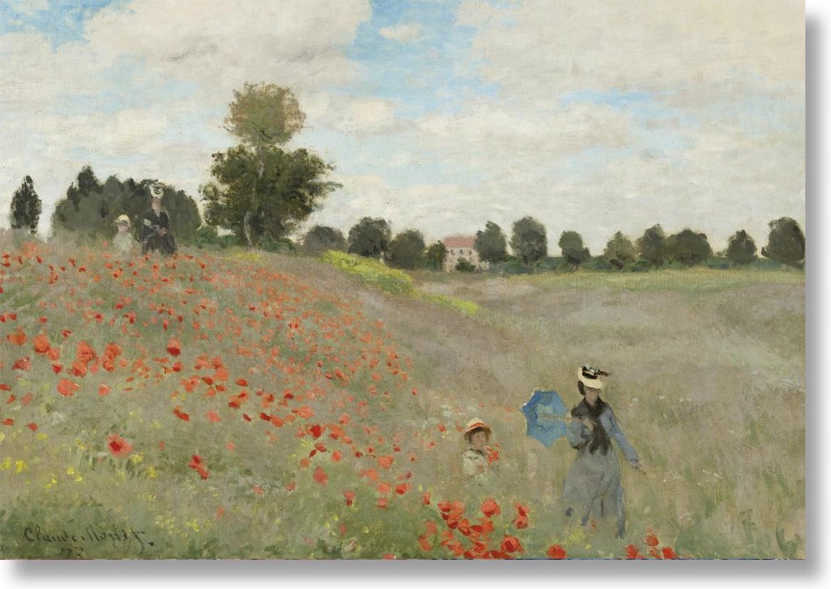Lanzfeld (museumwebshop.com) Poster, 50x70 Monet, Veld met klaprozen rood