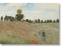 Poster, 50x70 Monet, Veld met klaprozen