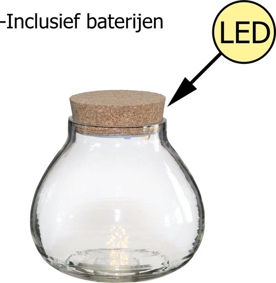 Glazen Vaas met LED in Kurk - voor Plantje - Incl. AAA-baterij - Ø15 h.14 |  bol.com
