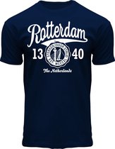 Fox Originals Rotterdam Seal Bridge T-shirt Heren & Dames Katoen Navy  Blauw Maat M