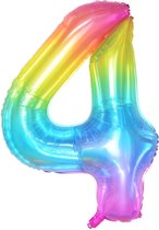 DW4Trading® Cijfer ballon 4 regenboog 100cm