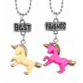 Fako Bijoux® - Vriendschapsketting - BFF Ketting - Eenhoorn - Unicorn - Best Friends - Roze/Geel
