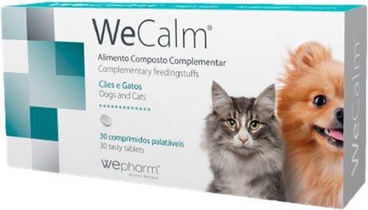 WePharm WeCalm - 30 Tabletten - Ondersteuning Bij Vuurwerk, Onweer, Reizen en Stress - Rustgevend Voor Honden En Katten – Natuurlijk Supplement