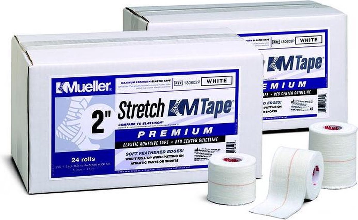 Mueller Stretch Mtape 7,6 cm x 4,5 m | waterafstotend elastische tape | gemakkelijk scheurbaar | materiaal: katoen en een zinkoxide rubber kleeflaag voor optimale hechting.