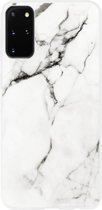 ADEL Siliconen Back Cover Softcase Hoesje Geschikt voor Samsung Galaxy S20 Ultra - Marmer Wit
