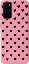 ADEL Siliconen Back Cover Softcase Hoesje voor Samsung Galaxy S20 Ultra - Hartjes Roze Zwart