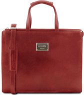 Tuscany Leather - Leren 3-vaks dames aktetas 'Palermo' - Rood - TL141343