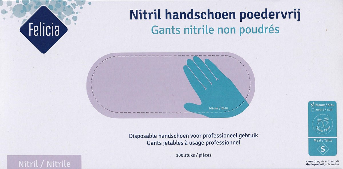 Geelachtig ondergoed uitvinden Nitril handschoenen poedervrij - blauw - maat S - 100 stuks | bol.com