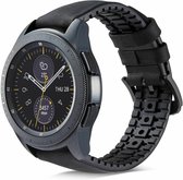 Leer, Siliconen Smartwatch bandje - Geschikt voor  Samsung Galaxy Watch siliconen / leren bandje 46mm - zwart - Horlogeband / Polsband / Armband