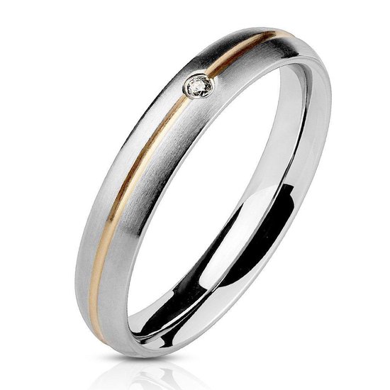Ring Dames - Zilverkleurig - Zilver Kleur - Ring Met Uniek Steentje - Amora