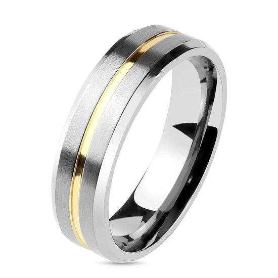 Brodo - Gestreepte zilveren ring van titanium