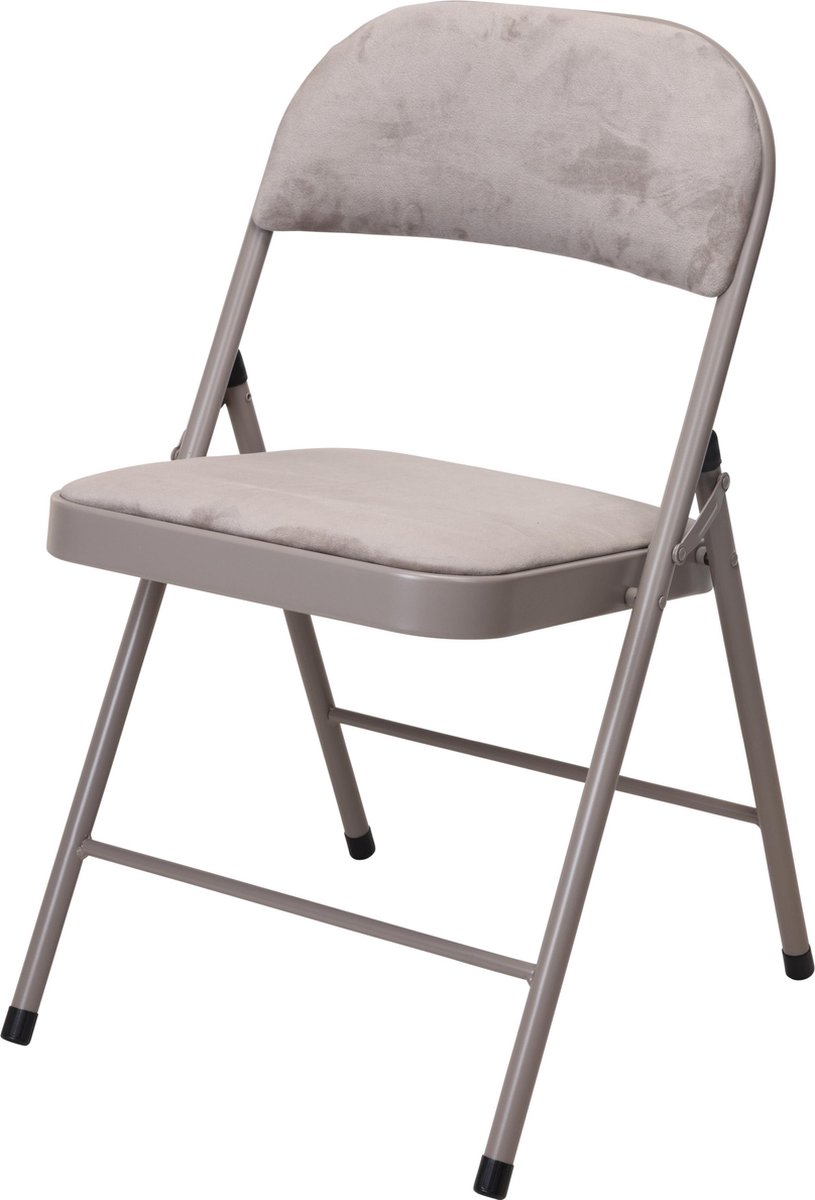 Vouwstoel velvet beige zitvlak en rug bekleed - stoel - tafelstoel -  klapstoel | bol.com