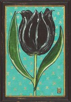 Lijstje hout zwart met zwarte Tulp - reproductie Kittie Markus