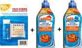 Zwembad pH kit: 50 test strips + pH up liquid 1L + pH down liquid 1L