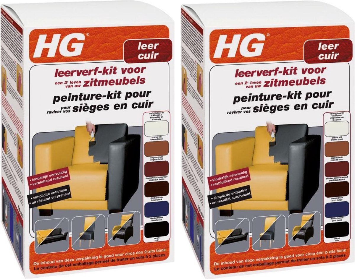 HG Leather Dye - Entretien du cuir - Noir - 500 ml - 2 pièces!