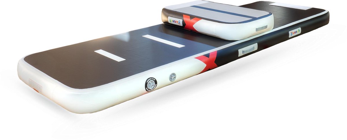 YouAre Turnmat combi — AirTrack Pro + AirBoard 4.0 | 3x1x0,15 M + 0,7x1x0,15 M | 50% gem. meer volume | 3m + 1m Gymnastiek Air mat set met extra accessoire + luchtpomp