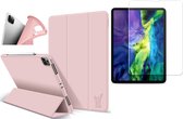 iPad Pro 2020 Hoes met iPad Pro 2020 Screenprotector - 11 inch - Smart Book Case Hoesje Roségoud