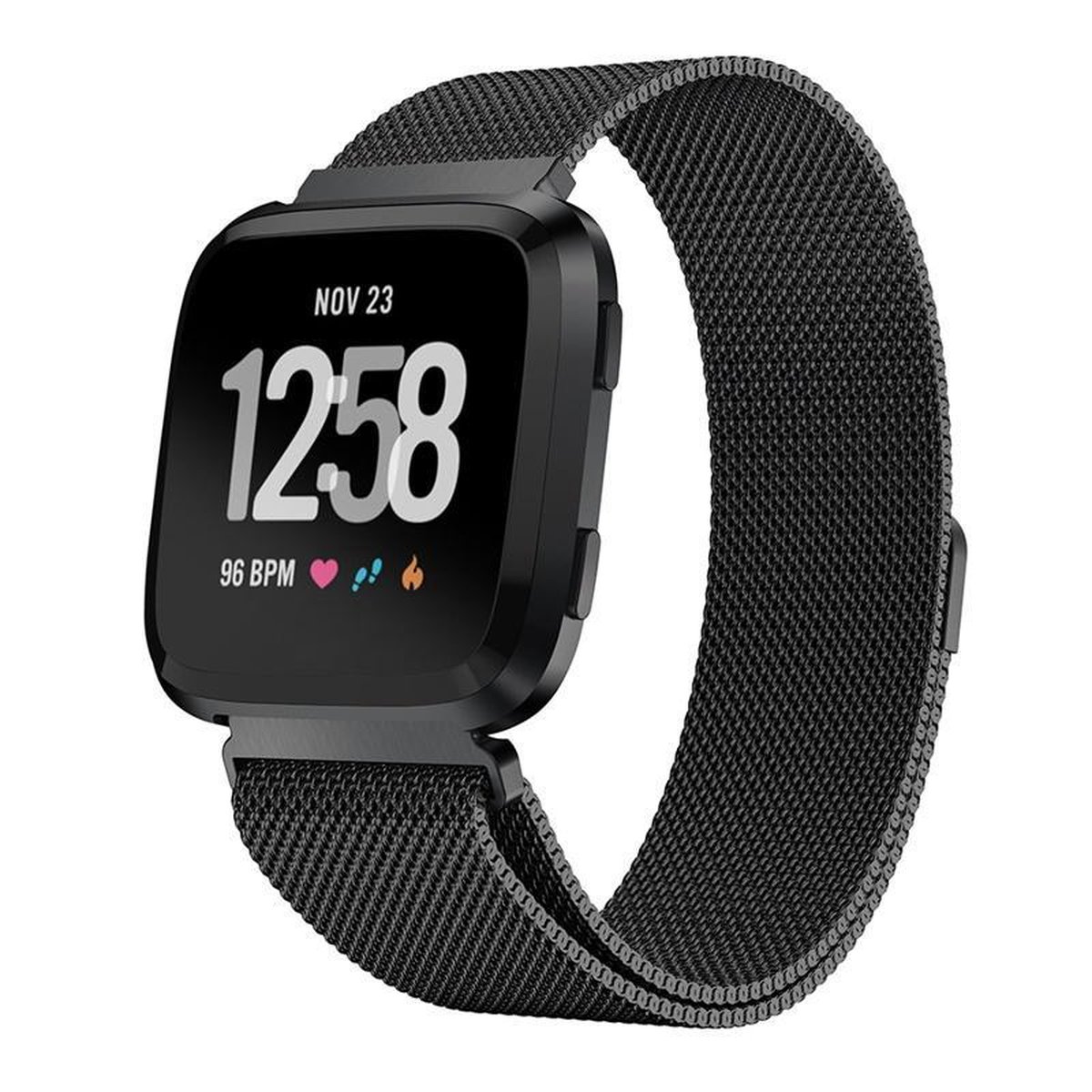 Bracelet Fitbit Versa Milanese noir Dimensions Taille L bol