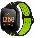 Siliconen Smartwatch bandje - Geschikt voor  Fitbit Versa / Versa 2 sport band - zwart/fluocent - Horlogeband / Polsband / Armband