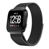 Milanees Smartwatch bandje - Geschikt voor  Fitbit Versa / Versa 2 Milanese band - zwart - Maat: L - Horlogeband / Polsband / Armband