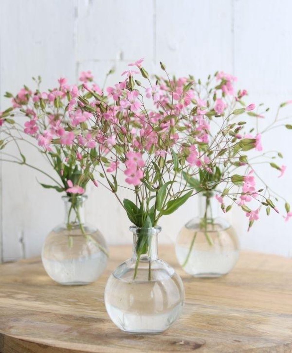 Glazen buikfles 10cm hoog Ø 8cm (tray met 24 st)