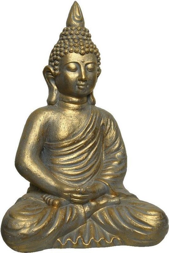 Groot gouden boeddha beeld 61 cm - Boeddha beelden -  Woondecoraties/tuindecoraties | bol.com