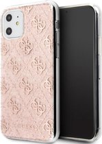 Guess 4G Glitter Back Case - Geschikt voor Apple iPhone 11 (6.1") - Roze