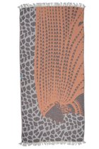 ZusenZomer Hamamdoek  hammam handdoek stranddoek dames - dun en licht - Afrikaans patroon -  95x190 cm - Terra/Grijs